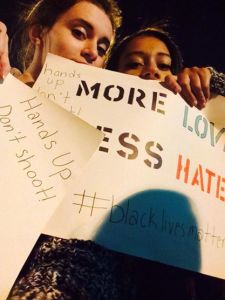 Jahia with her friend Jessie attending a protest in Baltimore. 