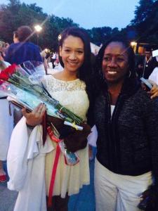 Jahia at her high school graduation with her mom. 
