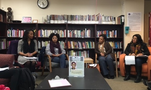 Thanks to our panel members for sharing their experiences related to mental health and black trauma. Pictured left to right: Dr. Jasmine Abrams, Brianna Jackson, Dr. Tammy Henderson, & Donna-Lee Mahabeer 
